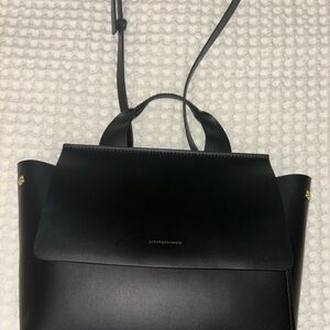 Adolfo Dominguez Black Leather Tote Bag